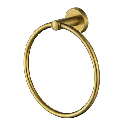 JQK Towel Ring Brass Gold, 304 Stainless Steel Hand Towel Holder for Bathroom, Brushed Gold Wall Mount, TR130-BG - color: Gold