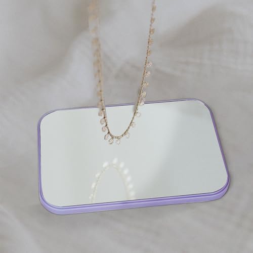 2Pcs Table Desk Vanity 8-Inch Makeup Mirror, Simple Portable Travel Mirror with Stand, Standing and Wall Hanging Dual-use Purple - color: 2pcs-purple