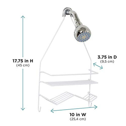 Zenna Home Rust Resistant Hanging Shower Caddy, Over the Shower Head Caddy with 1 Wide Shelf and Built In Soap Dish, Steel Bathroom Hanging Organizer, White (Pack of 6) - size: 1 Shelf and Soap Dish (Pack of 6), style: Wide