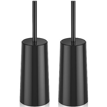 Toilet Brush and Holder, 2 Pack Toilet Brush Stainless Steel, Toilet Bowl Brush for Bathroom Toilet-Ergonomic, Elegant,Durable (Black) - color: Black