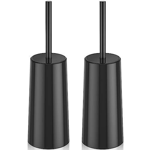 Toilet Brush and Holder, 2 Pack Toilet Brush Stainless Steel, Toilet Bowl Brush for Bathroom Toilet-Ergonomic, Elegant,Durable (Black) - color: Black