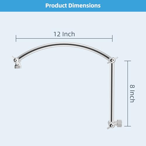 Hibbent All Metal 20'' Shower Head Extension Arm, Chrome | Solid Brass Adjustable Shower Arm with Lock Joint, Flexible Height & Angle, Universal Connection Shower Head Extender - color: Chrome, size: 20 Inch