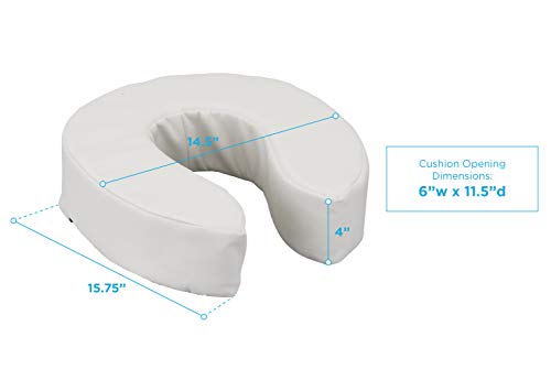 NOVA Medical Products Toilet Seat Cushion and Riser, 4” Padded Toilet Seat Attachment Cover, for Standard and Elongated Toilet Seats, Vanilla