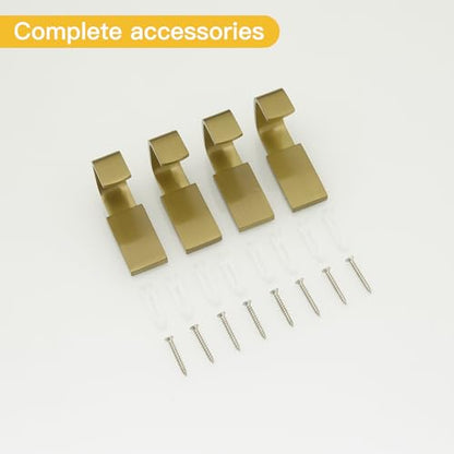 Brass Towel Hook, Bathroom Robe Coat Clothes Hook, Brushed Gold 4 Pack | Wall Mounted with Screws for Bathroom, Kitchen, Hotel, Garage, Laundry, Square Coat and Hat Hooks, Rustproof & High Quality - color: Brushed Gold, size: 4 Pack