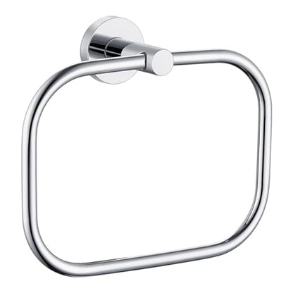 Square Hand Towel Ring for Bathroom Sink, Chrome, Wall Mounted | Rustproof Stainless Steel Towel Holder, 180° Swivel Ring for Easy Towel Access, Quiet & Smooth Rotating, Space-saving - color: Chrome