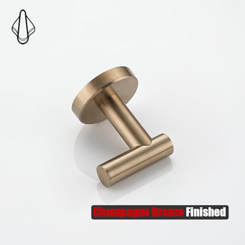 JQK Bathroom Towel Hook Champagne Bronze, Coat Robe Clothes Hook for Bathroom Wall Mounted (Pack of 2), SUS 304 Stainless Steel 0.8mm, TH100-CB-P2 - color: Champagne Bronze, size: 2 Pack