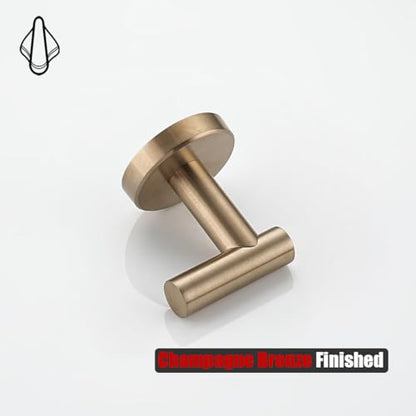 JQK Bathroom Towel Hook Champagne Bronze, Coat Robe Clothes Hook for Bathroom Wall Mounted (Pack of 2), SUS 304 Stainless Steel 0.8mm, TH100-CB-P2 - color: Champagne Bronze, size: 2 Pack