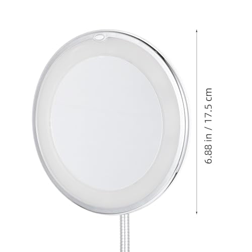 Toyvian Cosmetics Mirror Vanity Mirror 10x Magnifying with LED Light and Suction Cup, White Plastic for Bathroom and Outdoors Use