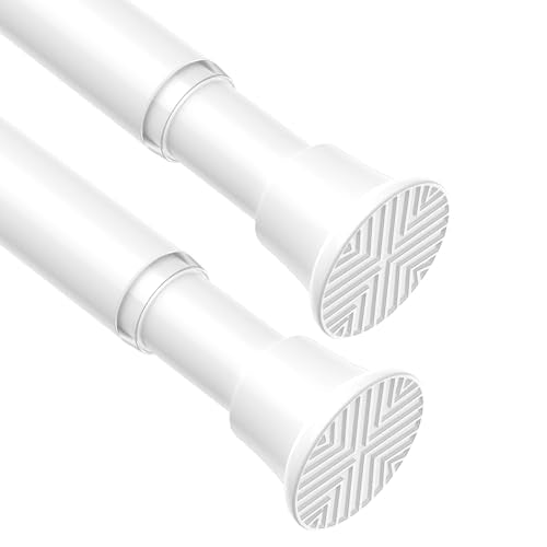 Spring Tension Curtain Rod 30-76 Inch White Shower Curtain Rod 2pcs | Adjustable Curtain Rods No Dilling Spring Curtain Tension Rod Extendable Tension Rods for Windows Bathroom Doorway Kitchen - color: white, size: 30-76 inch-2pc