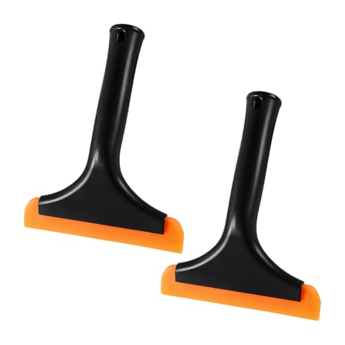 Ohleats 2PCS Small Silicone Window Squeegee, Auto Windshield Water Blade Scraper, All-Purpose Water Squeegee Wiper for Mirror Home Cleaning, Car Accessories (Black+Black) - color: Black+black