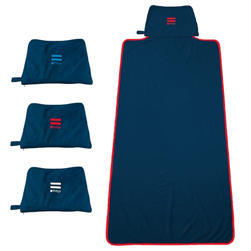 FITLY 3-in-1 Multipurpose Towel - Bath Towels and Waterproof Car Seat Protector, Absorbent Gym Towel Cover After Workout for Yoga, Swimming, Camping, Beach - Microfiber Cover & Car Accessories - Red - color: Red