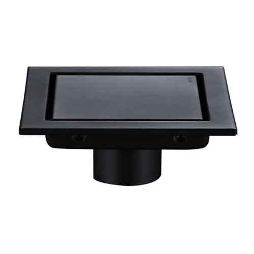RANDOM Black Shower Drain Square with Removable Tile Insert 6 Inch Drain Cover and Hair Strainer,SUS 304 Stainless Steel Matte Black Shower Floor Drain - color: D-matte Black-6″ Square