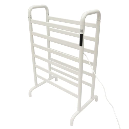 Heated Towel Rack, Freestanding Towel Warmer Drying Rack with Timer and LED Display 12 Bars Electric Aluminum Heated Towel Racks Aluminum Towel Drying Shelf for Bathroom