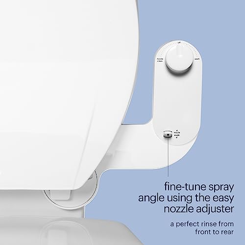 Brondell Fresh Spa Adjustable, Bidet Attachment FSA-15 for Toilet Seats with Adjustable Single Nozzle, Side Arm Control, Thin Profile, White (Ambient Temperature) - style: Adjustable Single Nozzle