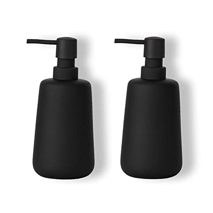 Soft Touch Matte Black Ceramic Soap Dispenser 2 Pack, Minimal | Rubber Paint Finish, Smooth Relaxing Touch, Sleek Modern Shape, Elegant Countertop Accent, Minimal Bathroom And Kitchen Decor - color: Matte Black 2 Pieces