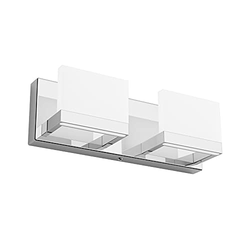 Tipace LED Dimmable Modern 2-Light Vanity Fixture for Bathroom - Frosted White Acrylic Chrome Up and Down Light Over Mirror (6000K) - color: Chrome, size: 2 Lights