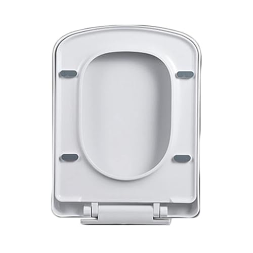 Quick Release Rectangular Soft Close Toilet Seat with Easy Cleaning, Top Fixing & Adjustable Hinges, White Plastic Cover, 03b - size: 04d