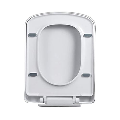 Quick Release Rectangular Soft Close Toilet Seat with Easy Cleaning, Top Fixing & Adjustable Hinges, White Plastic Cover, 03b - size: 04d