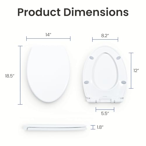 LUXE TS1008E Slow Close Elongated Comfort Fit Toilet Seat, White | with Slow Close, Quick Release Hinges, and Non-Slip Bumpers - size: Elongated