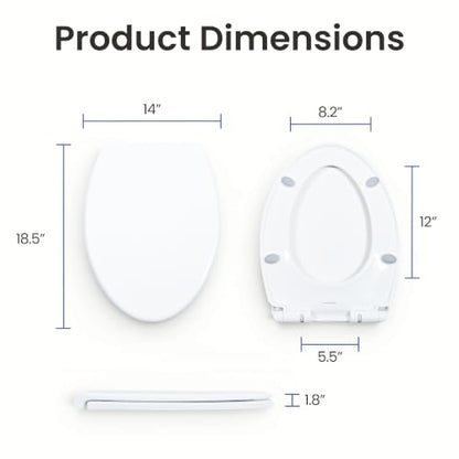 LUXE TS1008E Slow Close Elongated Comfort Fit Toilet Seat, White | with Slow Close, Quick Release Hinges, and Non-Slip Bumpers - size: Elongated