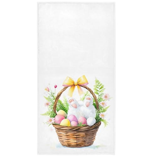 Pfrewn Easter Eggs Bunny Tail Hand Towels 16x30 in Spring Garss Bathroom Towel Ultra Soft Highly Absorbent Pink Wave Heart Small Bath Towel Kitchen Dish Guest Towel Happy Easter Day Decorations - color: Bunny Tail Garss
