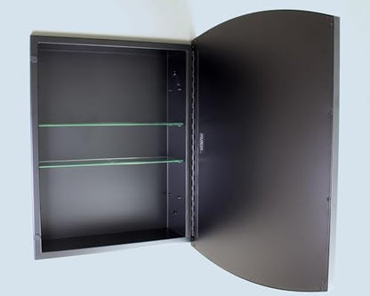 16x20 Harper Crescent Metal Framed Rectangle Recessed Bathroom Medicine Cabinet, Arced Mirror, 14x18 in-Wall Opening, Adjustable Glass Shelves, Magnet Close, Black - color: Black, size: 16x20