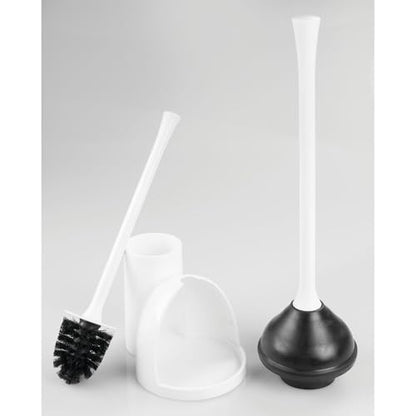 iDesign Compact Plunger Set, White, Set of 2 | Toilet Brush, Bathroom Cleaning, Storage - color: White, style: Pack of 2