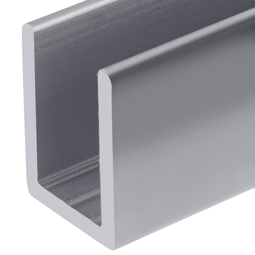 Brixwell SDCD3812BA-CCP12 Brite Anodized Frameless Shower Door Aluminum Deep U-Channel for 3/8" Thick Glass - 12" Stock Length - color: Brite Anodized, size: 12"