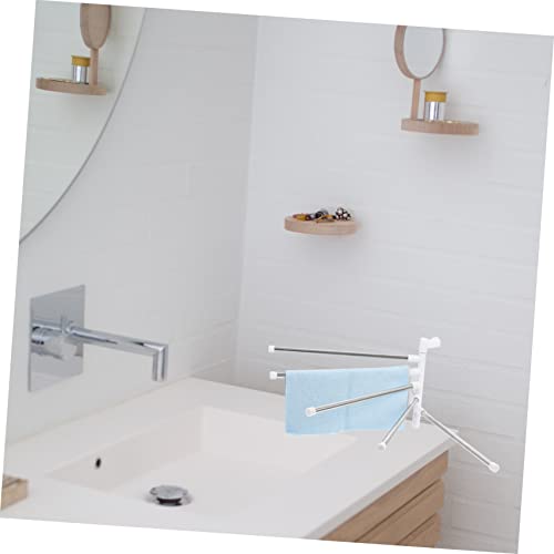 Operitacx Rotatable Bar Stainless Steel Towel Mounted Holder Punch Installation Resistant Kitchen Bathroom Storage Shelf for Towels