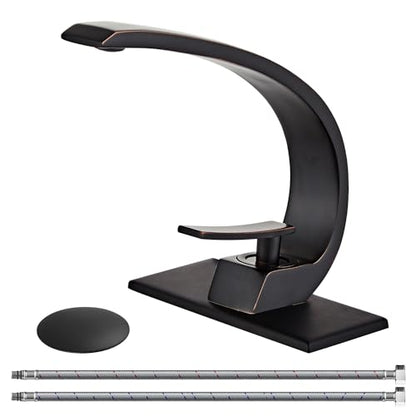 Oil Rubbed Bronze Bathroom Sink Faucet, Unique Design and Drain - color: Oil Rubbed Bronze