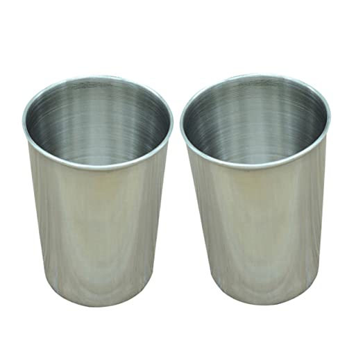 2pcs Stainless Steel Water Tumbler Cups Versatile Beverage and Toothbrush Holder Silver for Home Parties and Washrooms Easy to Clean Design - size: 6X6cm