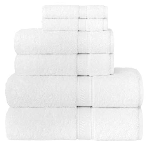 Supreme Terry 6-Piece Premium Towel Set, Soft & Plush 100% Turkish Cotton, Spa Quality, 2 Bath Towel 2 Hand Towels 2 Washcloths-White - color: White, size: 6 Pcs Set
