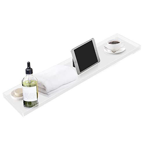 Bathtub Tray Caddy Acrylic Bath Tray, Wine Glass Book Holder Bath Tub Table Caddy, Clear Acrylic Shower Caddy for Home Organizer Shelf Luxury Most Baths