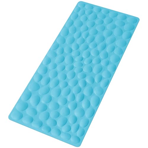 Non-Slip Bathtub Mat OTHWAY Soft Rubber Bathroom Bathmat with Strong Suction Cups (Blue) - color: Blue, size: 31.5" x 16" (Rectangular)