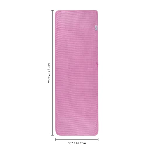 POLYTE 430 GSM Poly Blend Microfiber Quick Dry Waffle Bath Towel, 30x60 in | 4 Pack, Oversize, Lint Free, Body Towel - color: Pink