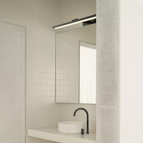 mirrea 24-Inch Matte Black LED Vanity Light Over Medicine Cabinet | Extendable Arm,5CCT, Dimmable, Adjustable light angle,Bath Bar Lighting,Modern