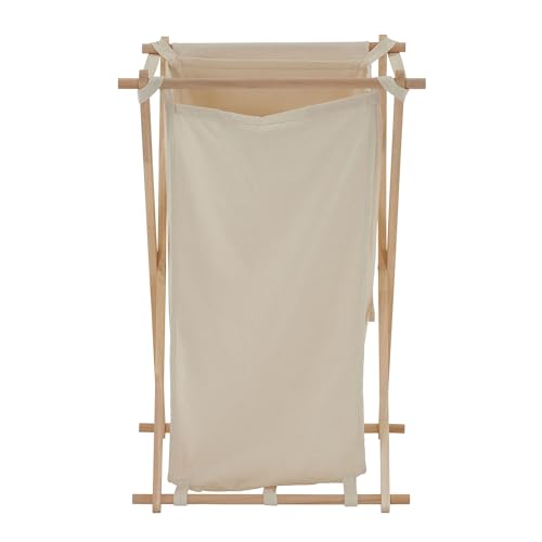Household Essentials 6785-1 Collapsible Wood X-Frame Laundry Hamper with Fold Over Lid - color: Natural, style: Hamper