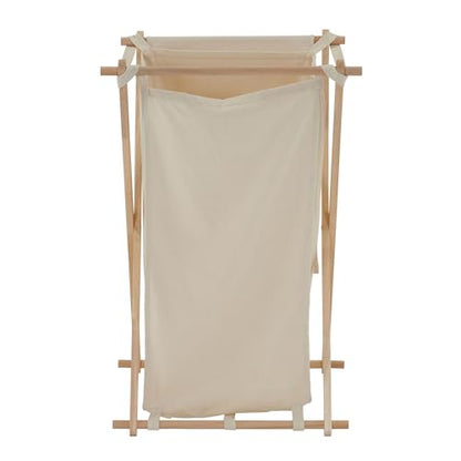 Household Essentials 6785-1 Collapsible Wood X-Frame Laundry Hamper with Fold Over Lid - color: Natural, style: Hamper
