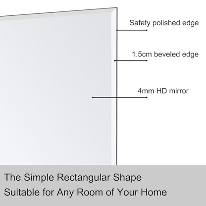 Ruomeng 2-Pack Bathroom Vanity Mirrors for Wall 24" x 36", Frameless Rectangle Mirror with Beveled Edge for Over Sink, Wall Mounted Mirror - size: 36"x24"-2pcs