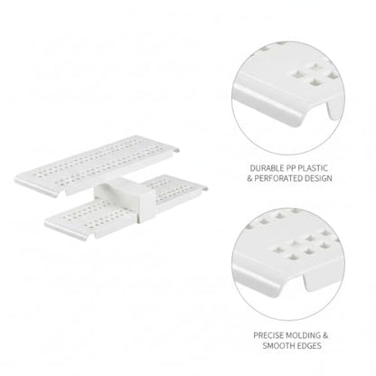 Adjustable Telescopic Tension Shelf for Under Sink Storage, No-Drill PP Plastic Cabinet Organizer Rack, White (1 Pack) - size: 14.84 x 4.72 x 0.71 in
