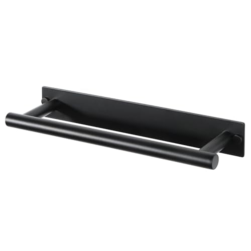Alise Adhesive Towel Bar Black,12" Towel Racks for Bathroom Wall Mounted | Bathroom Towel Rack SUS304 Stainless Steel,Towel Holder for Kitchen/Bathroom Hardware Decoration,Sticky or Screw-Mounted - color: Matte Black, size: 12-Inch