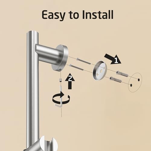 KES Adjustable Shower Head with Slide Bar, 5-Function Handheld Sliding Shower Head with Extra Long Hose Wall Mount Brushed Finish, F204-BS-C1 - color: Brushed Grey