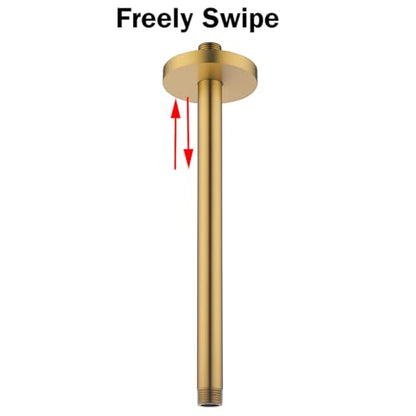 RANDOM Champagne Bronze Shower Arm with Flange 12 Inches Ceiling Mount Shower Head Extension Straight Arm Ceiling-Mounted For Fixed Shower Head.RD91038-12CB - color: 12″ Champagne Bronze(Round Flange)