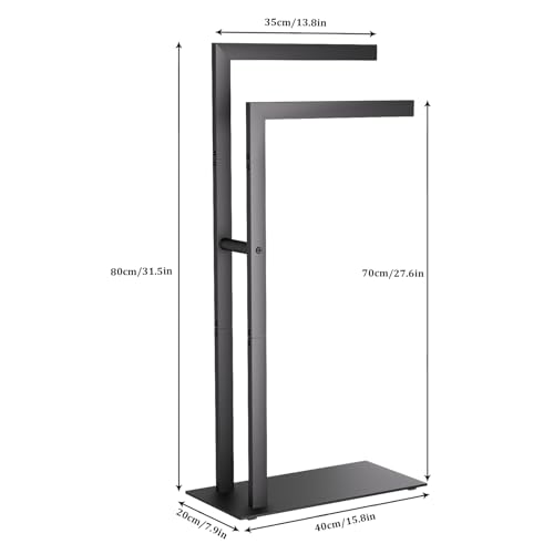 Yawinhe Free Standing Towel Rack,2 Tier Blanket Holder with Shelf,Black | Towel Drying Rack with Marble Base;Tall Towel Drying Rack Outdoor; Metal Towel Stand for Bathrooms;Hand Holder for Bathroom - color: Black