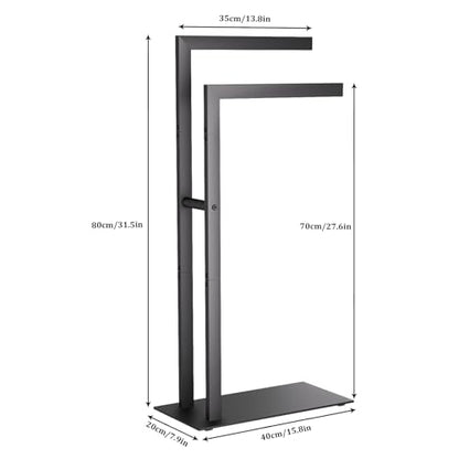 Yawinhe Free Standing Towel Rack,2 Tier Blanket Holder with Shelf,Black | Towel Drying Rack with Marble Base;Tall Towel Drying Rack Outdoor; Metal Towel Stand for Bathrooms;Hand Holder for Bathroom - color: Black
