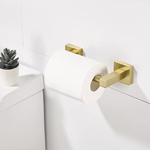 WOLIBEER Gold Toilet Paper Holder Hand Towel Holder, Brushed Brass Toilet Roll Holder Towel Ring, Modern Bathroom Hardware Set Stainless Steel Wall Mounted 2 Pieces - color: Brushed Gold