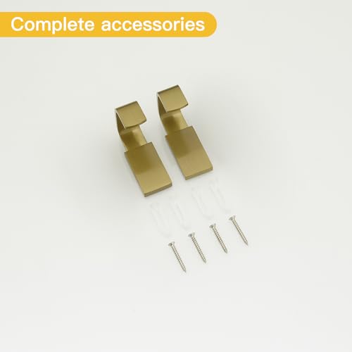 Brass Towel Hook, Bathroom Robe Coat Clothes Hook, Brushed Gold 2 Pack | Wall Mounted with Screws for Bathroom, Kitchen, Hotel, Garage, Laundry, Square Coat and Hat Hooks, Rustproof & High Quality - color: Brushed Gold, size: 2 Pack
