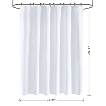 Tititex Solid White Cloth Fabric Shower Curtain Liner with 2 Magnets - Texture Pressure Bubble Soft Hotel Quality Waterproof Shower Liner, Light-Weight & Machine Washable 72x74 inch - color: White, size: 72"W x 74"L (Pack of 1)