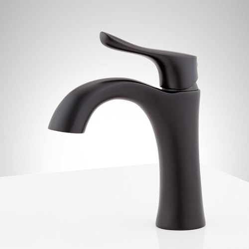 Signature Hardware 447940 Provincetown 1.2 GPM Single Hole Bathroom Faucet with Metal Lever Handle and Pop-Up Drain Assembly | Includes - Pop-Up Drain Assembly - Brushed Nickel