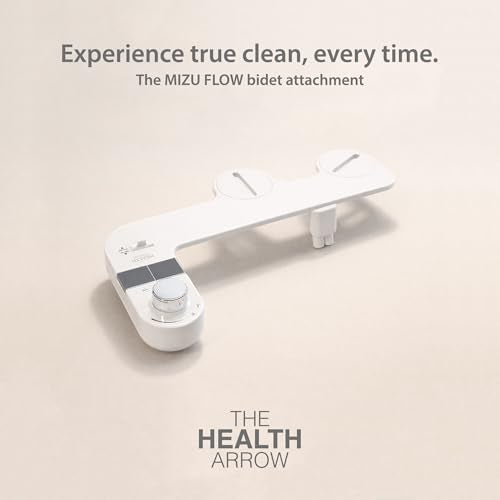 MIZU FLOW - Non-Electric Bidet Attachment for Toilet Seat, Adjustable Water Pressure & Spray Angle, Fresh Water, Hygienic, Self Cleaning, Dual Nozzles (Front & Rear Wash), DIY Easy Install (White)